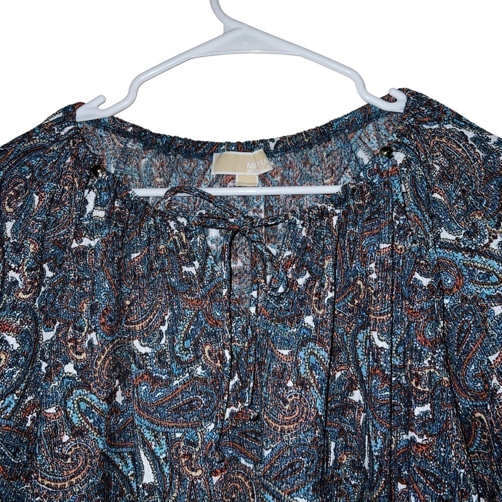 Michael Kors Paisley Keyhole Peasant Top XL - Picture 4 of 7